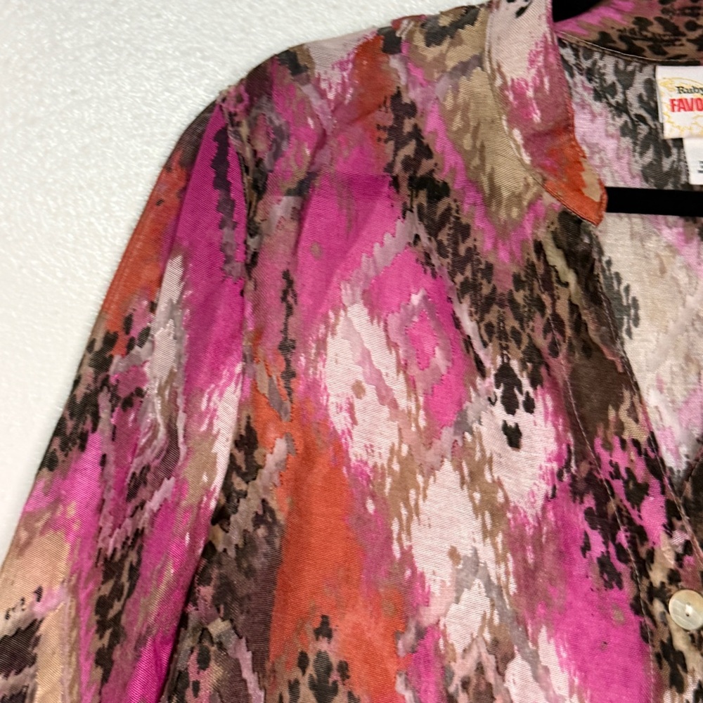 Ruby Rd. Multicolor Geometric Blouse, Long Sleeve… - image 3